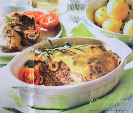 Мясной пудинг с оливками.